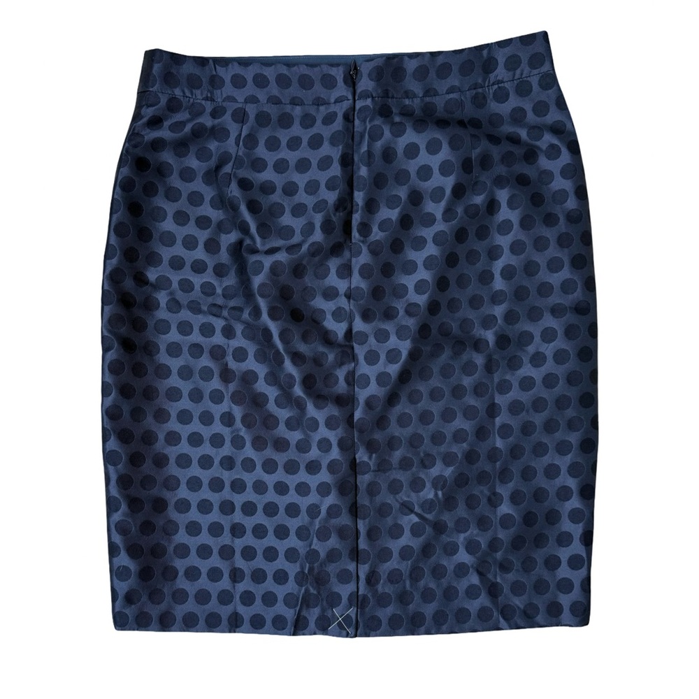 J. Crew Polka Dot Satin Navy Blue Skirt The Pencil Skirt NWT Party Office - Picture 5 of 8